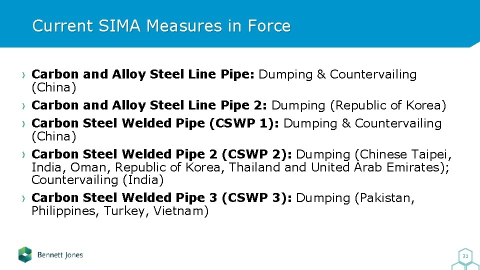 Current SIMA Measures in Force Carbon and Alloy Steel Line Pipe: Dumping & Countervailing