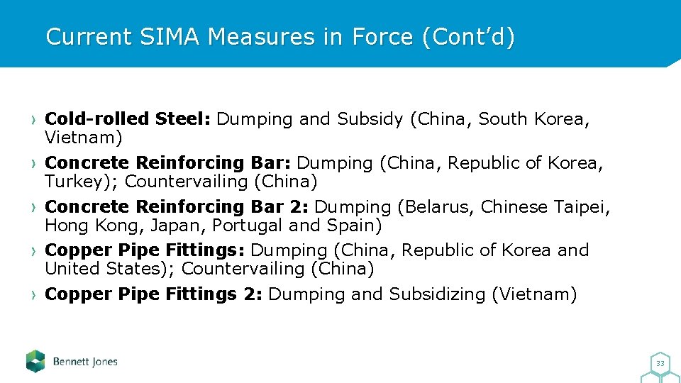 Current SIMA Measures in Force (Cont’d) Cold-rolled Steel: Dumping and Subsidy (China, South Korea,