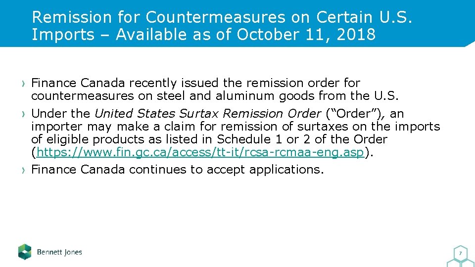 Remission for Countermeasures on Certain U. S. Imports – Available as of October 11,