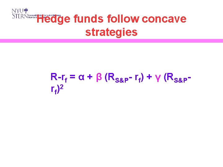 Hedge funds follow concave strategies R-rf = α + β (RS&P- rf) + γ