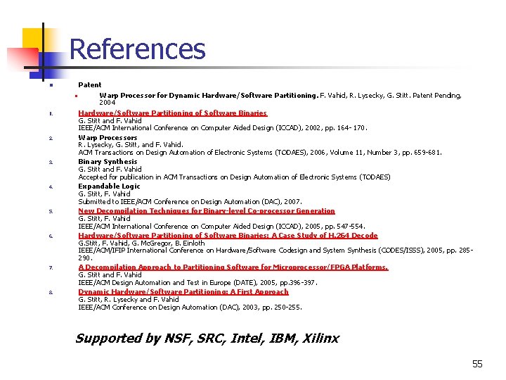 References n n 1. 2. 3. 4. 5. 6. 7. 8. Patent Warp Processor