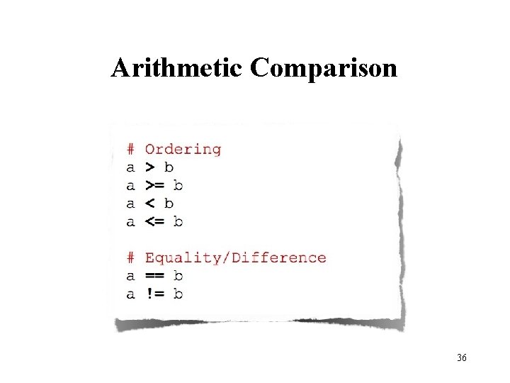 Arithmetic Comparison 36 