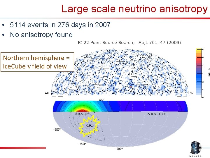 Large scale neutrino anisotropy • 5114 events in 276 days in 2007 • No