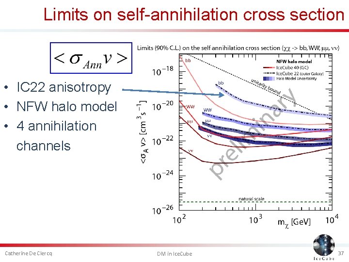 Limits on self-annihilation cross section • IC 22 anisotropy • NFW halo model •
