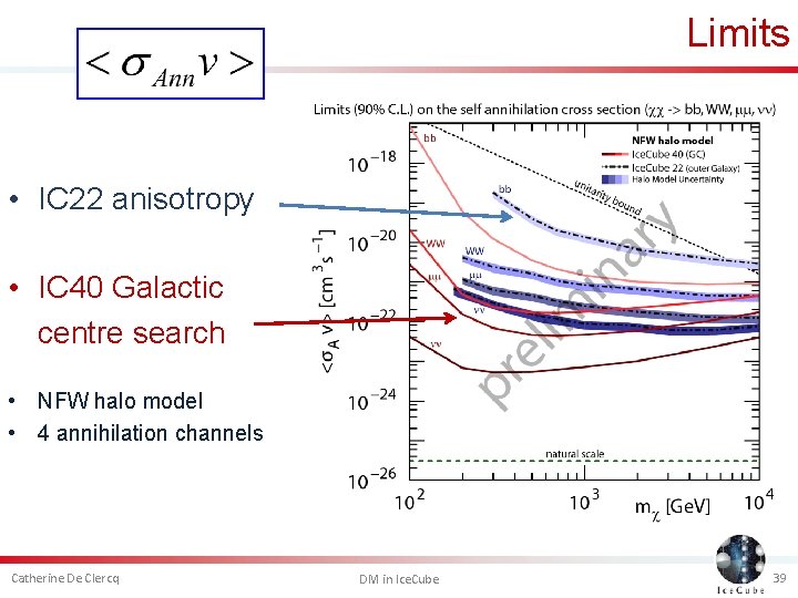 Limits • IC 22 anisotropy • IC 40 Galactic centre search • NFW halo