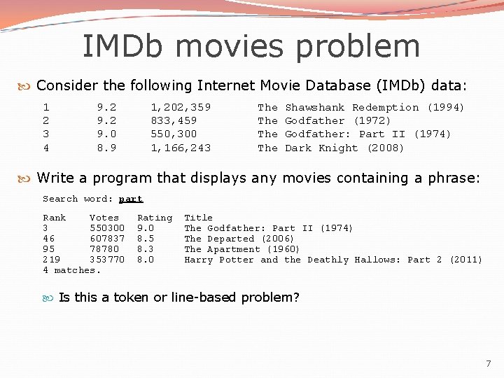 IMDb movies problem Consider the following Internet Movie Database (IMDb) data: 1 2 3