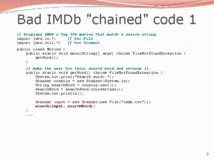 Bad IMDb "chained" code 1 // Displays IMDB's Top 250 movies that match a