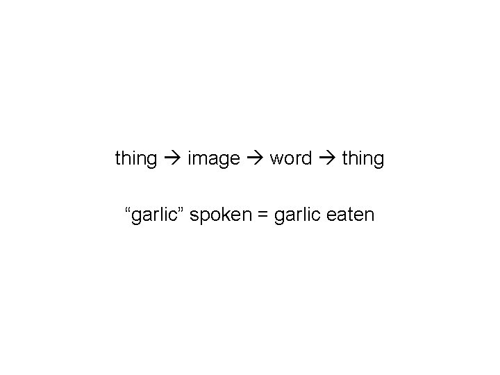 thing image word thing “garlic” spoken = garlic eaten 