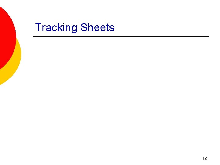 Tracking Sheets 12 