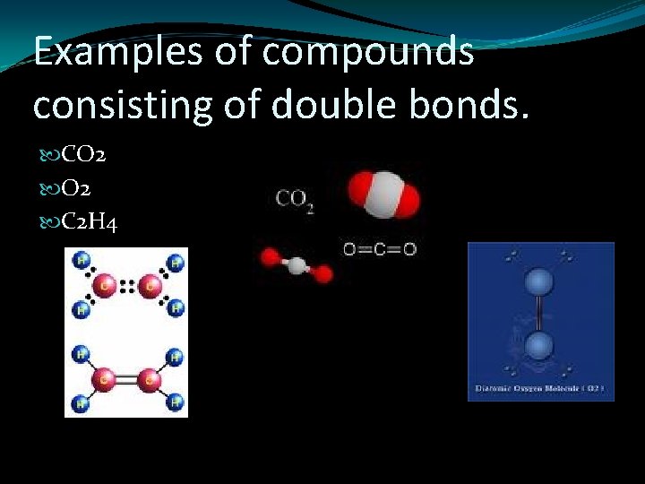 Examples of compounds consisting of double bonds. CO 2 C 2 H 4 
