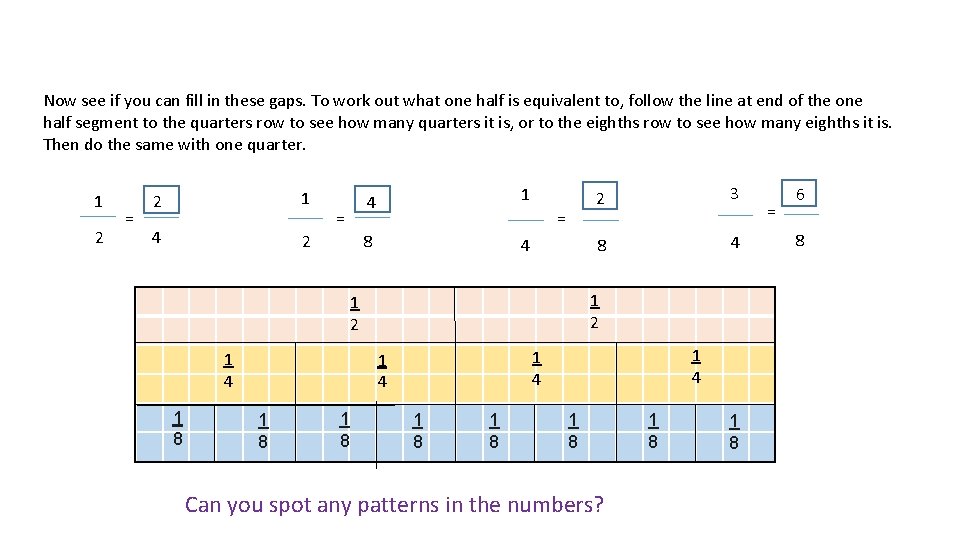 Now see if you can fill in these gaps. To work out what one