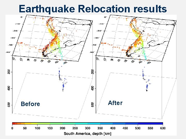 Earthquake Relocation results Before After 24 