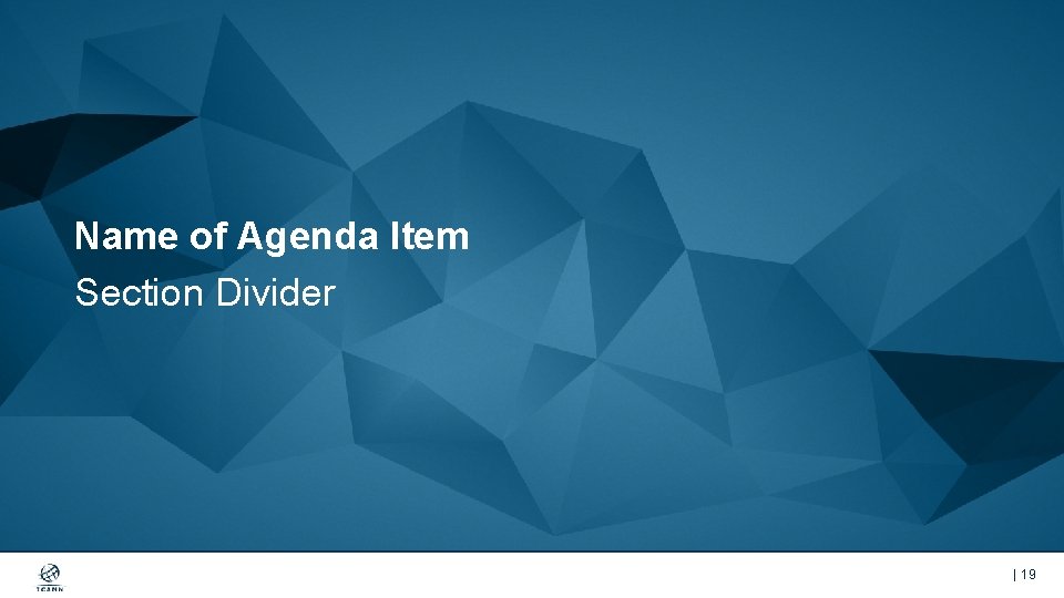 Name of Agenda Item Section Divider | 19 