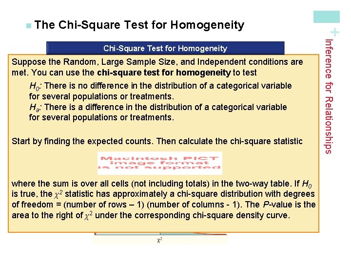 Chi-Square Test for Homogeneity When the Suppose the. Random, Large. Sample. Size, and. Independentconditionsare