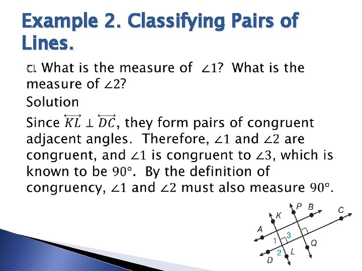 Example 2. Classifying Pairs of Lines. � 