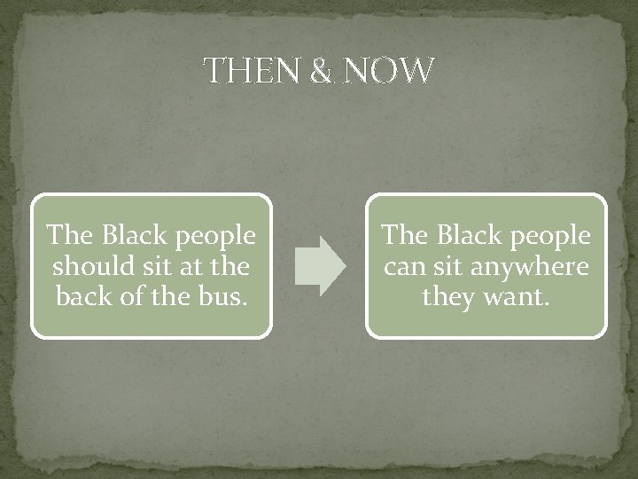 THEN & NOW The Black people should sit at the back of the bus.