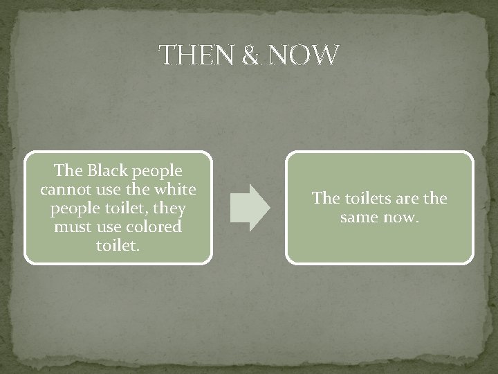 THEN & NOW The Black people cannot use the white people toilet, they must
