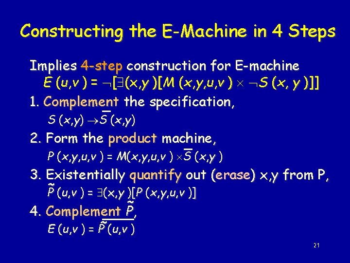 Constructing the E-Machine in 4 Steps Implies 4 -step construction for E-machine E (u,