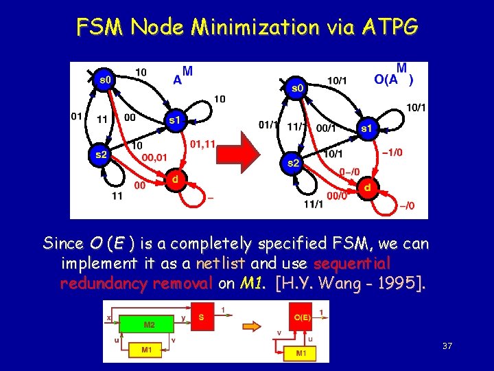 FSM Node Minimization via ATPG Since O (E ) is a completely specified FSM,