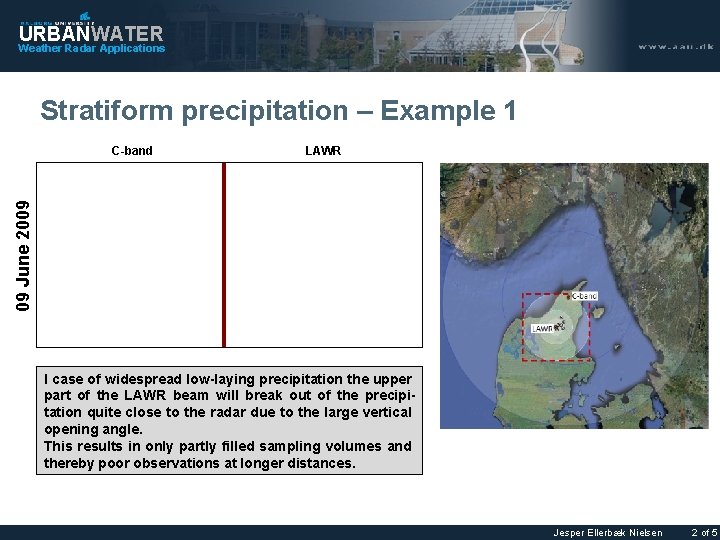 URBANWATER Weather Radar Applications Stratiform precipitation – Example 1 LAWR 09 June 2009 C-band