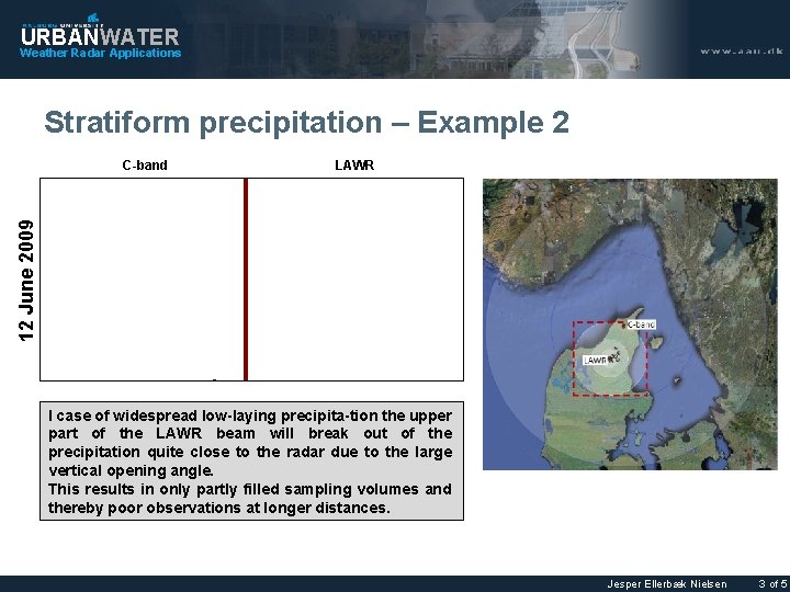 URBANWATER Weather Radar Applications Stratiform precipitation – Example 2 LAWR 12 June 2009 C-band