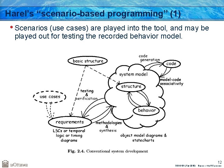 Harel’s “scenario-based programming” (1) • Scenarios (use cases) are played into the tool, and