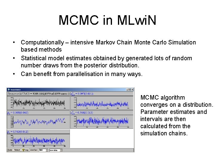 MCMC in MLwi. N • Computationally – intensive Markov Chain Monte Carlo Simulation based