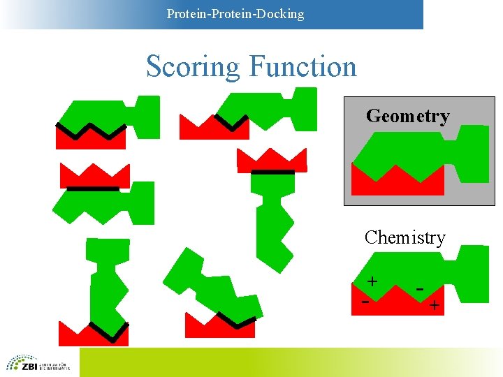 Protein-Docking Scoring Function Geometry Chemistry + - - + 