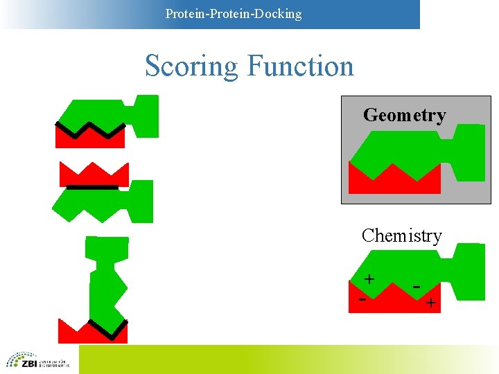 Protein-Docking Scoring Function Geometry Chemistry + - - + 