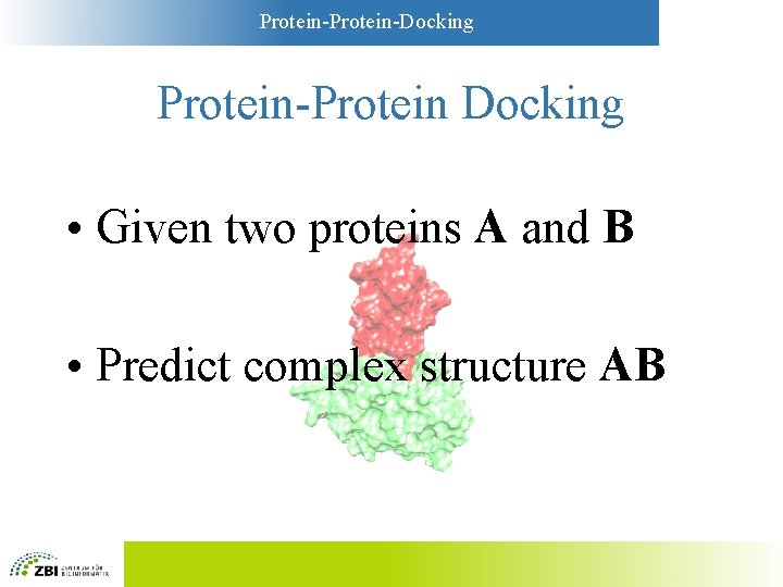 Protein-Docking Protein-Protein Docking • Given two proteins A and B • Predict complex structure