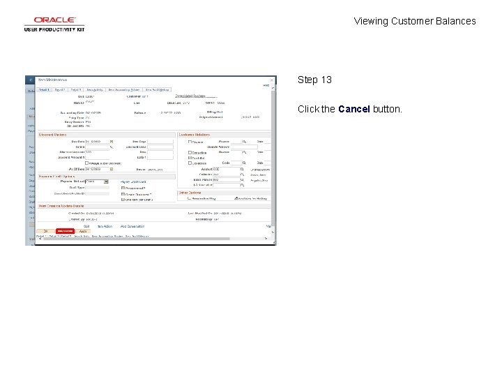 Viewing Customer Balances Step 13 Click the Cancel button. 