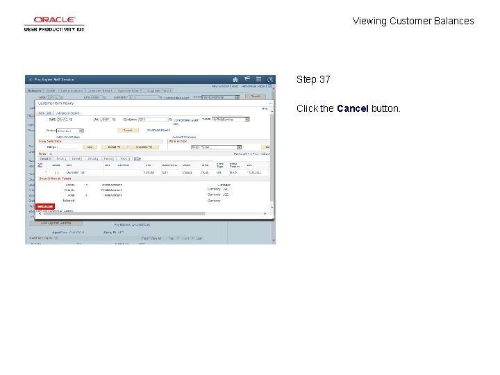 Viewing Customer Balances Step 37 Click the Cancel button. 