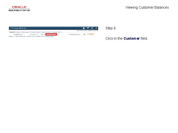 Viewing Customer Balances Step 6 Click in the Customer field. 