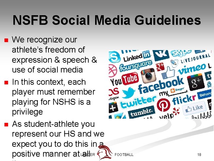 NSFB Social Media Guidelines n n n We recognize our athlete’s freedom of expression