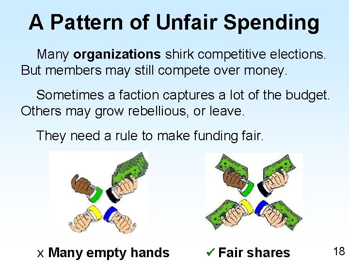 A Pattern of Unfair Spending Many organizations shirk competitive elections. But members may still