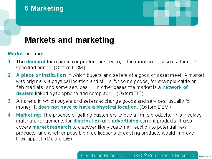 6 Marketing Markets and marketing Market can mean 1 The demand for a particular