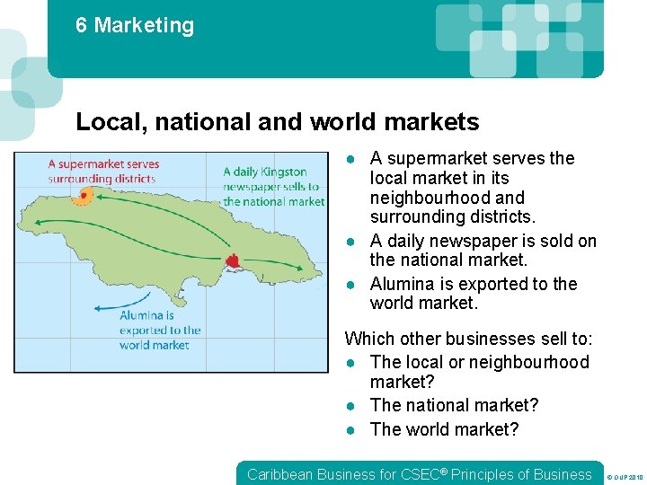 6 Marketing Local, national and world markets ● A supermarket serves the local market