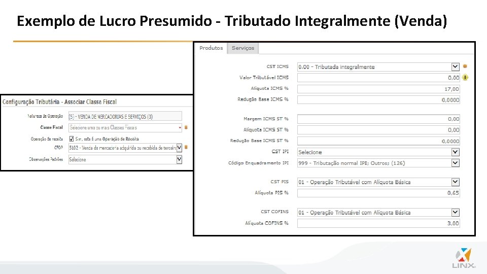 Exemplo de Lucro Presumido - Tributado Integralmente (Venda) 