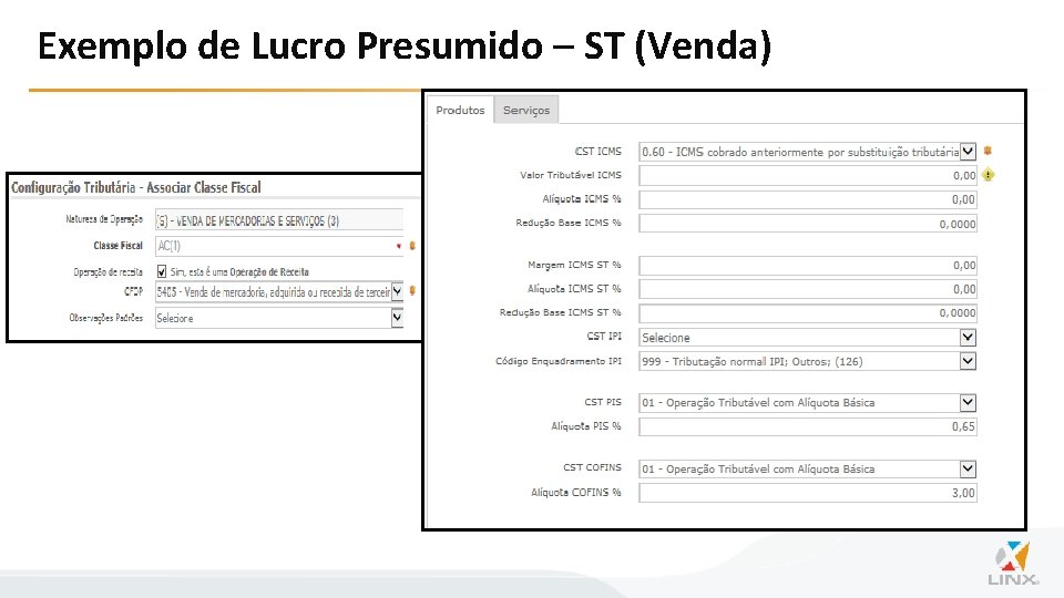 Exemplo de Lucro Presumido – ST (Venda) 