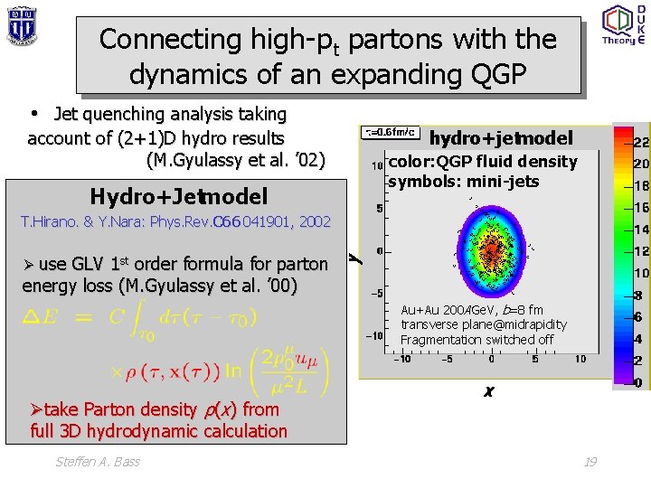 Connecting high-pt partons with the dynamics of an expanding QGP • Jet quenching analysis