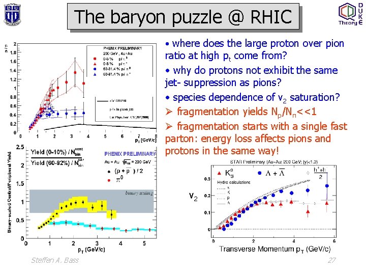 The baryon puzzle @ RHIC • where does the large proton over pion ratio