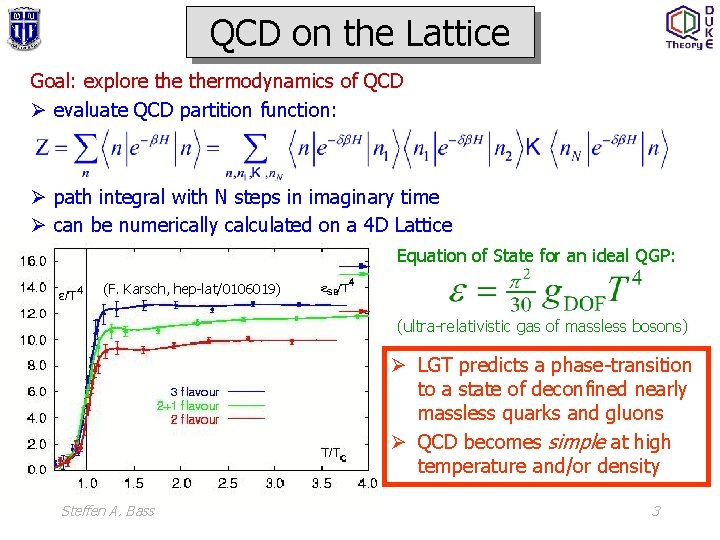 QCD on the Lattice Goal: explore thermodynamics of QCD Ø evaluate QCD partition function: