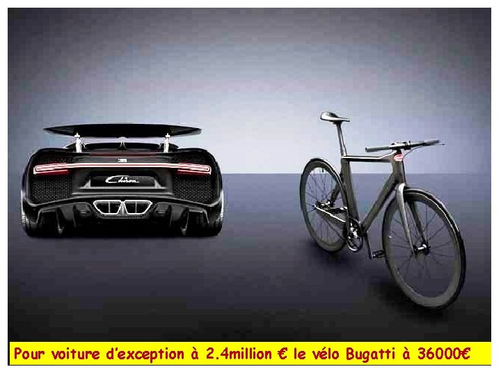 Pour voiture d’exception à 2. 4 million € le vélo Bugatti à 36000€ 