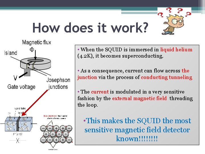 How does it work? • When the SQUID is immersed in liquid helium (4.