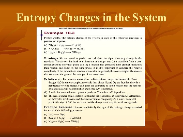 Entropy Changes in the System 