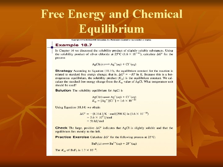 Free Energy and Chemical Equilibrium 