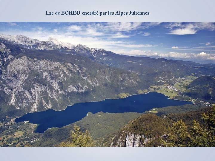 Lac de BOHINJ encadré par les Alpes Juliennes 