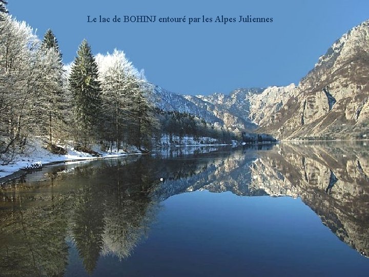 Le lac de BOHINJ entouré par les Alpes Juliennes 