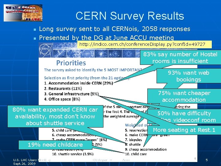 CERN Survey Results n n Long survey sent to all CERNois, 2058 responses Presented