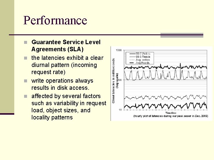 Performance n Guarantee Service Level Agreements (SLA) n the latencies exhibit a clear diurnal